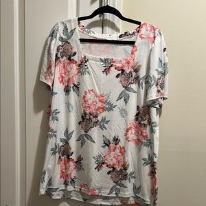 Cream Floral Puff Sleeve Blouse Relaxed Style